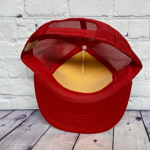 Vintage Trailer Care Hat Cap Snapback Red White Trucker Mesh Embroidered Patch - Picture 7 of 12